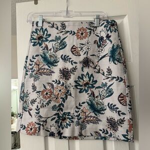 LOFT White and Blue A-Line Mini Skirt Casual Resort Wear